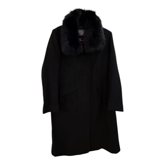 Vince Camuto Military Plaid Faux Fur Collar Size Large - Picture 4 of 11